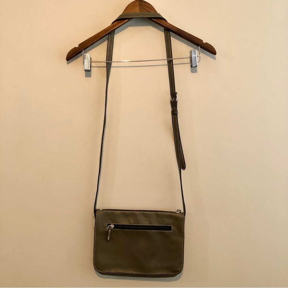 Roots Canada Olive Green Faux Leather Crossbody Bag Adjustable Strap - Picture 9 of 14